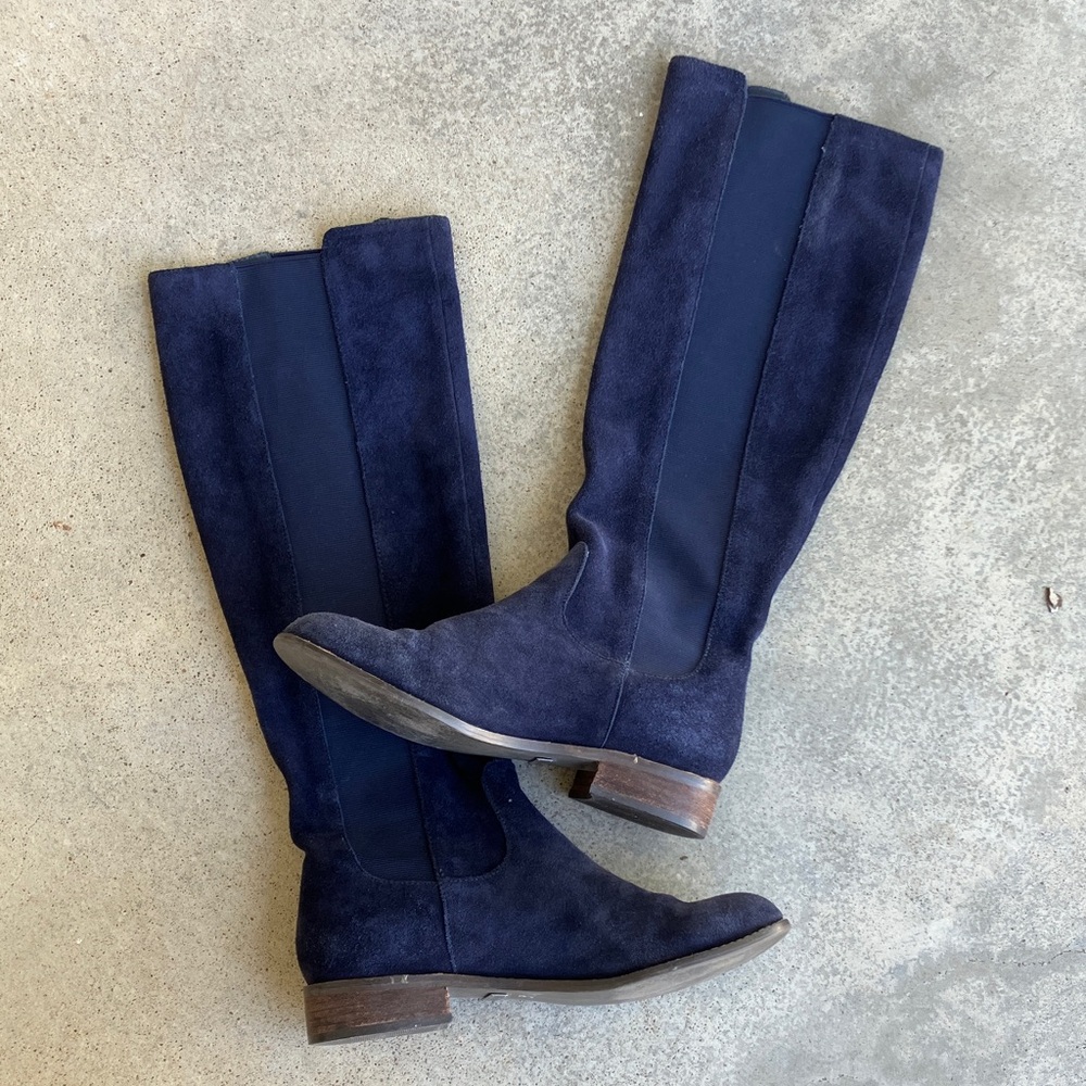 Very Volatile Navy Suede Boots, 7.5